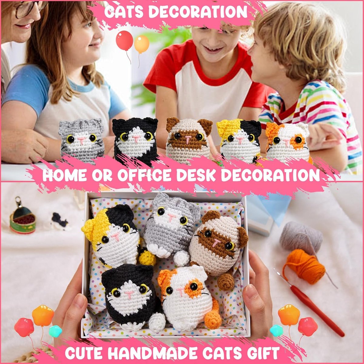 BOTC Haakpakket voor beginners - 6 stuks-Beginners haakset - Amigurumi haakpakketten -5 katten set — afbeelding 4