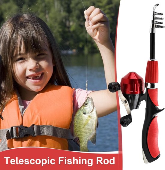 Kinder Vishengel Set - Uitschuifbare Hengel - Samen Vissen - Duurzaam Staal - 160 cm - Rood — afbeelding 4