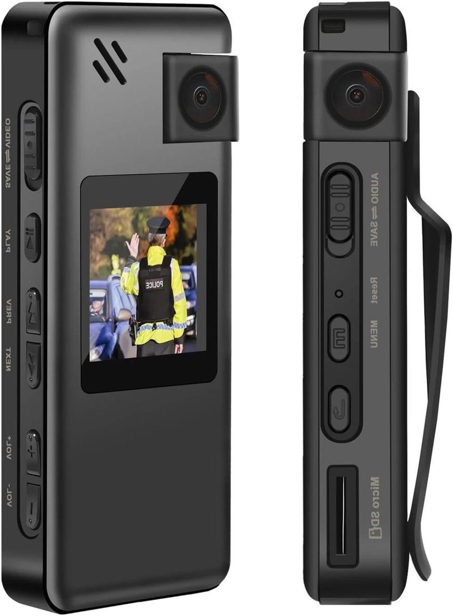 Mini Body Camera - Draagbare Recorder - Beveiliging Werk - 180 Graden Draaibaar - 1080P HD - Zwart