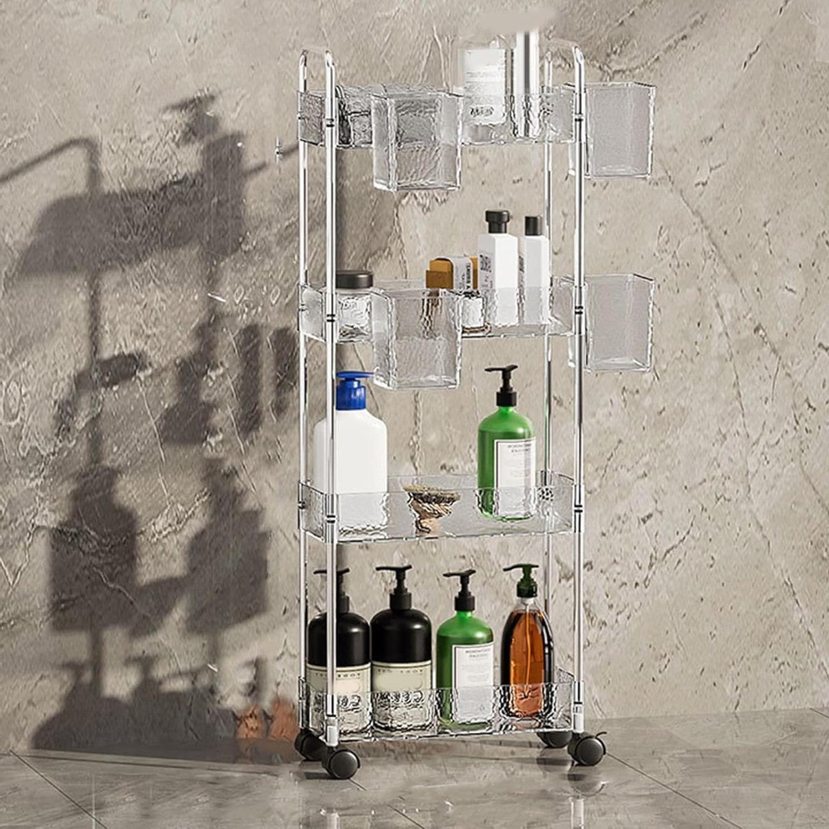 Opbergwagen - Utility trolley - Ruimte organiseren - 4 Lagen - 7.3 Inch Breed - Helder
