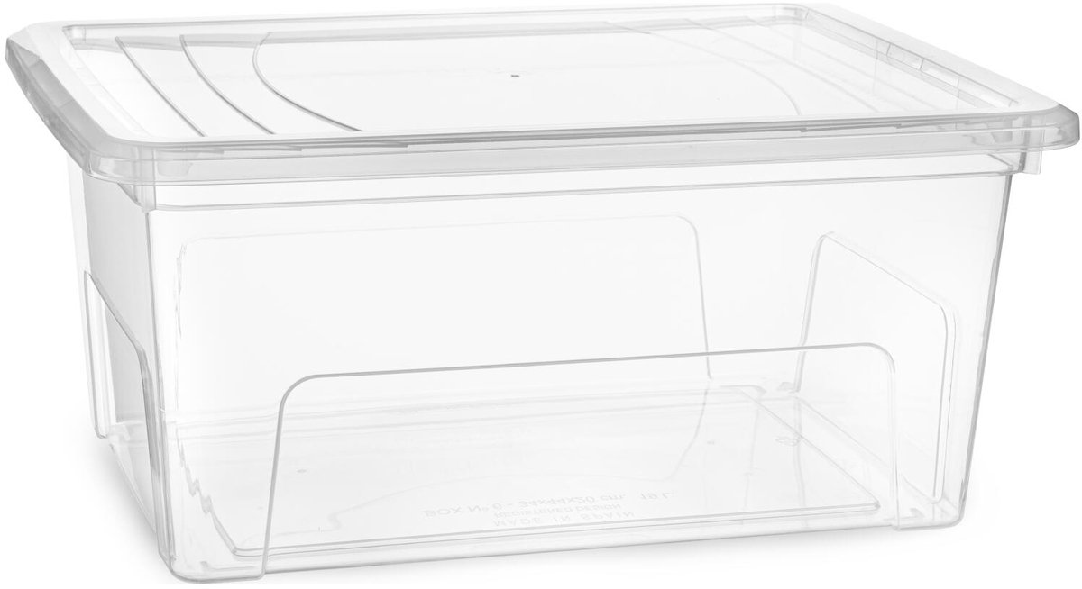 PLASTICFORTE Opslagbox Easy met deksel - 1x - 19 Liter - 44 x 20 x 34 cm - transparant - kunststof