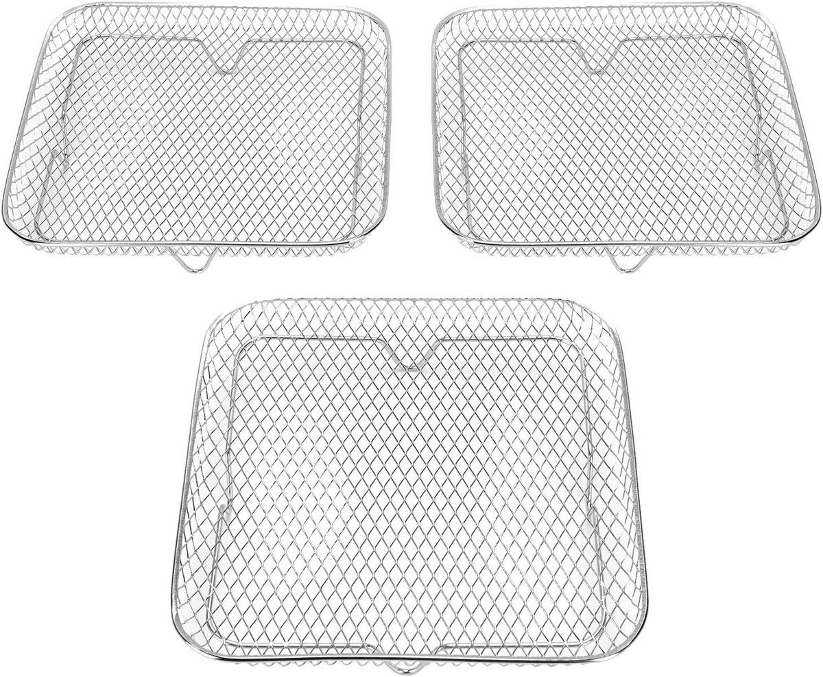 Airfryer Rek - Dehydrator Stapelrek - Extra Kookruimte - Vaatwasserbestendig - 3 Lagen - Zilver