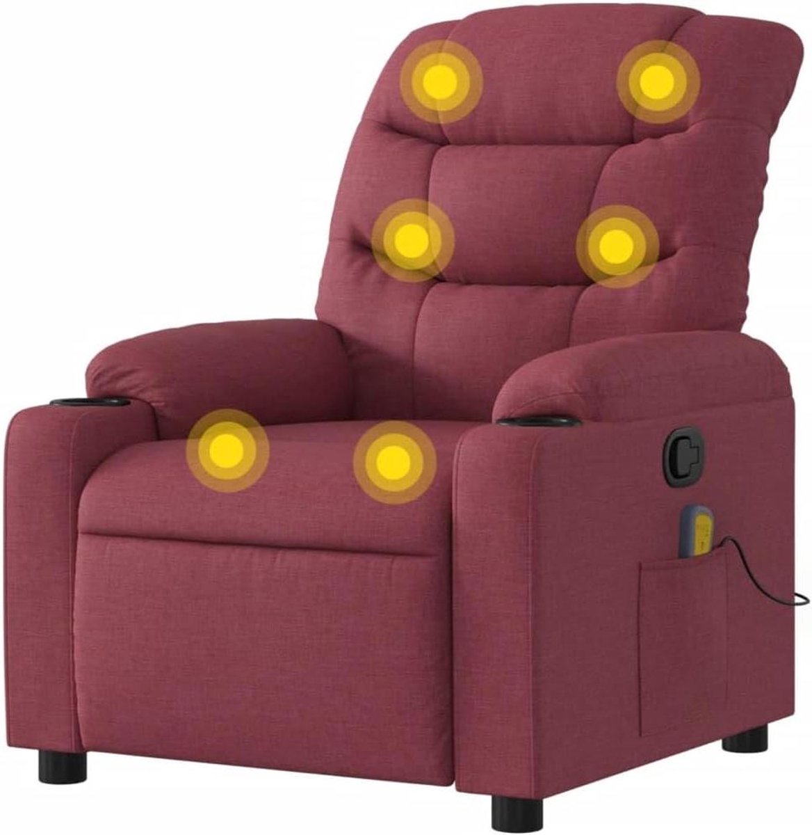 Elektrische relaxstoel met automatische rugleuning in wijnrode stof, televisiestoel met elektrische verstelfunctie, comfortabele relaxstoel met voetensteun en zijzak