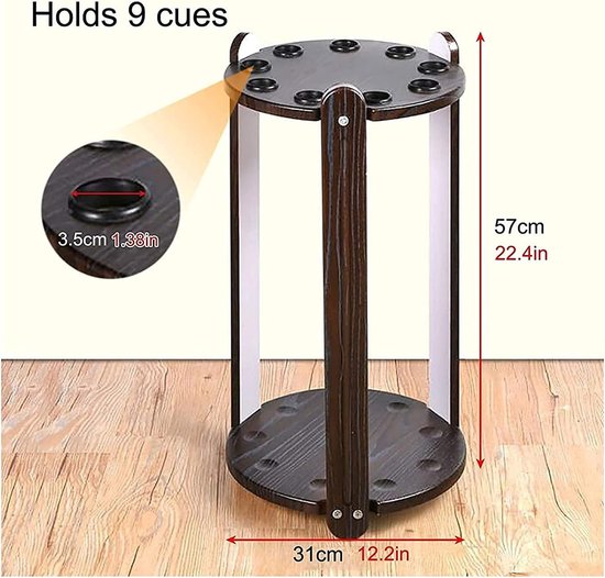 Biljart Keu Stand - Keuhouder Pooltafel - Biljart Accessoire - Vloerstaand - Plaats aan 9 Keus - Modern — afbeelding 5