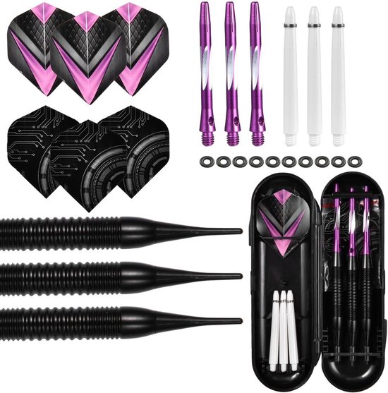 Elektronische Dartset - Darts met Zachte Punten - Gezinsvermaak - Veilig en Duurzaam - 3 Stuks - Paars — afbeelding 4
