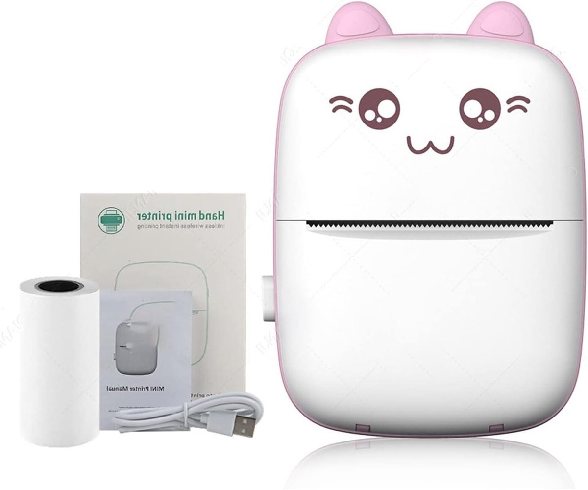 Mini Label Printer - Draagbare Printer - Foto's Printen - Draadloze Verbinding - 58mm Papierbreedte - Roze