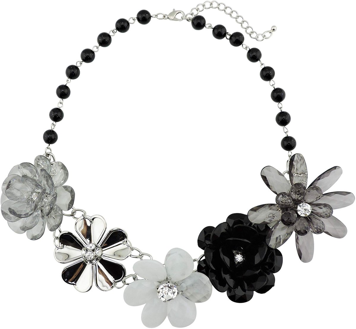 Dailygoods - Dailygoody - Bloem Gevlochten Crystal Statement Ketting - Chunky Bib Collar - Parel Sieraden - Dames - Metaal Acryl - Uniek Design - Voor Elke Gelegen