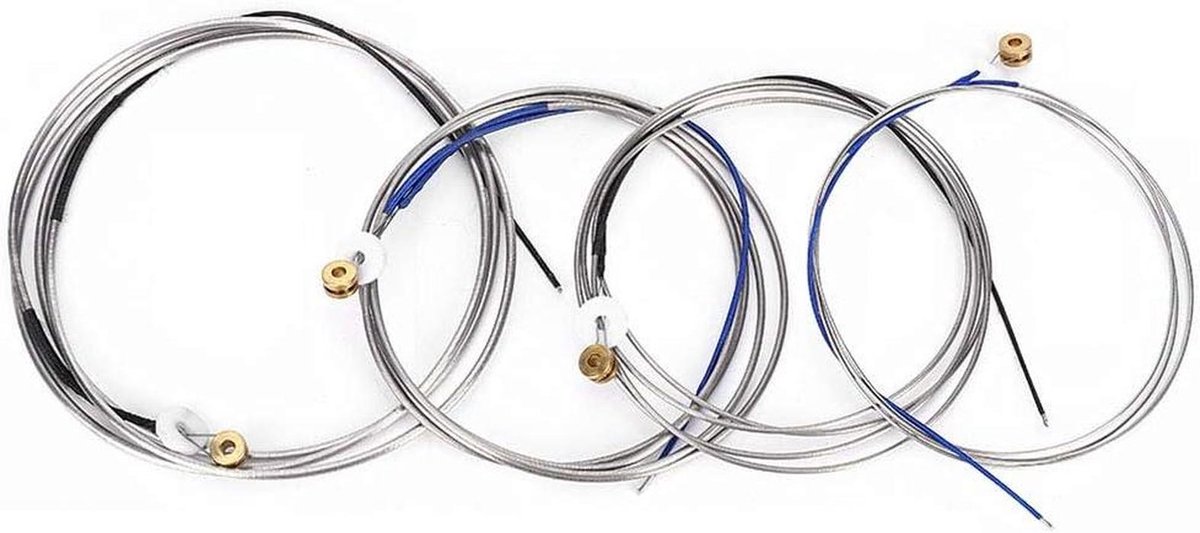 Bassnaren Set - Contrabas Snaren - Muziek Maken - Versterkt Staal - Vier Stuks - Zwart Blauw