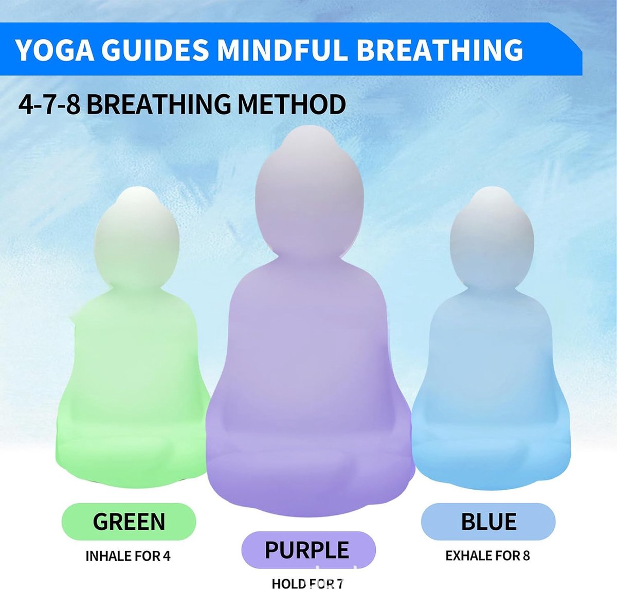 Ademhalingslicht - Meditatiehulpmiddel - Stress verminderen - Drie kleuren modus - 17 cm x 10 cm - Wit