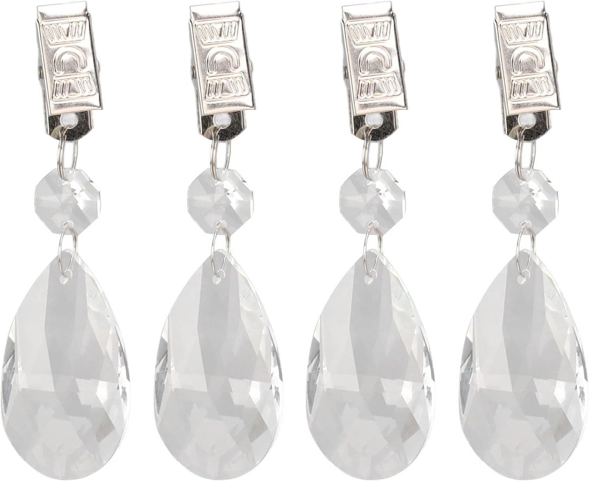 Tafelkleedgewichten - Decoratieve Clips - Buiten Eten - Glazen Prisma Design - 16 x 4 cm - Goud