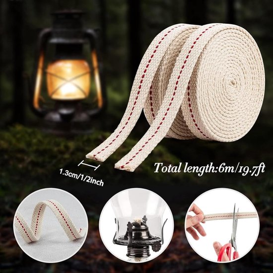 Olie Lamp Wicks - Katoenen lonten - Sfeerverlichting creëren - Gelijkmatig brandend - 3 Rollen - Niet gespecificeerd — afbeelding 4