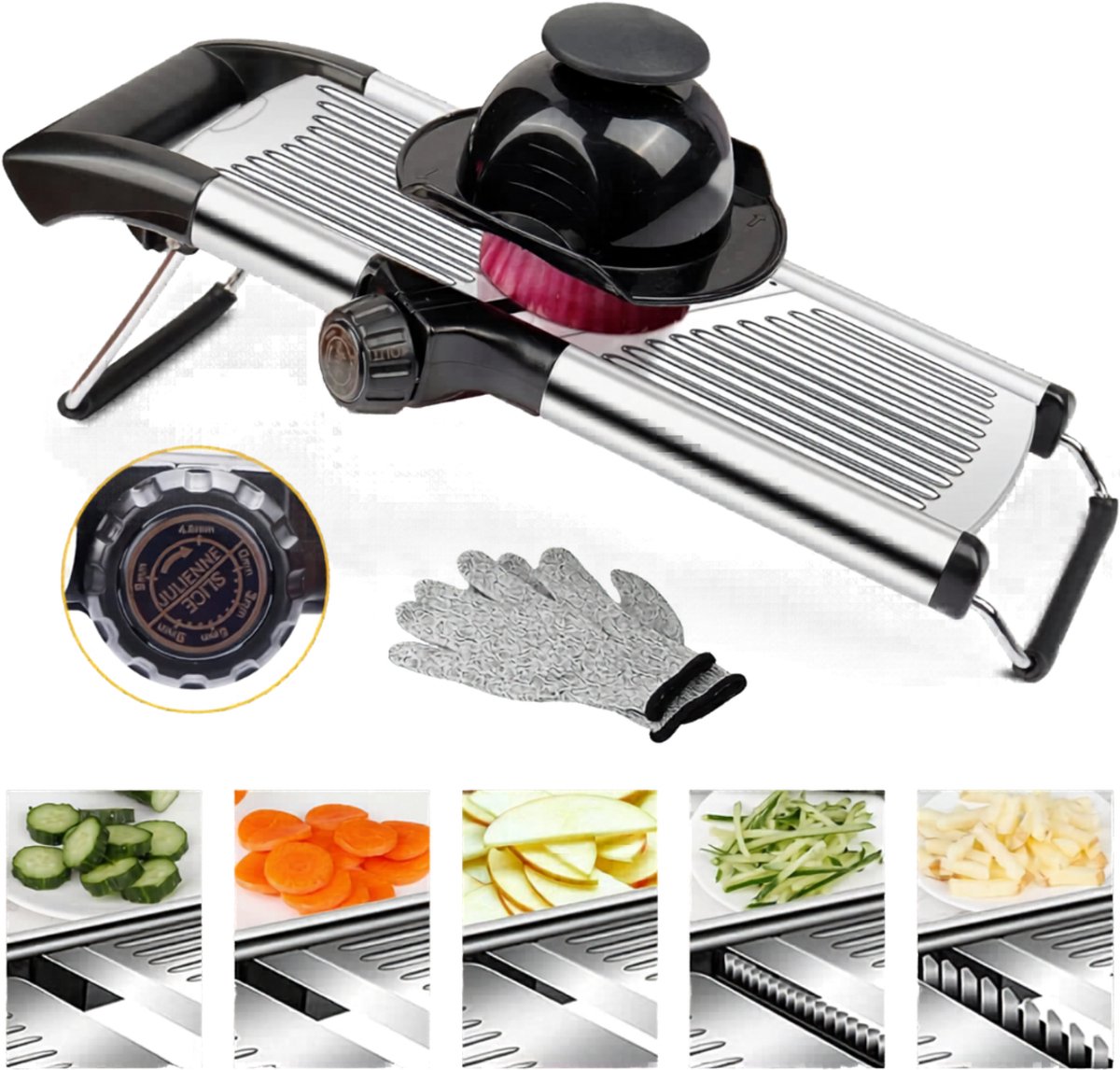 AHD® Groentesnijder - Mandoline Keukensnijder - Mandoline Groentesnijder - Zwart - 43cm x 18cm x 8cm