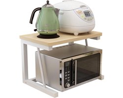 Magnetron Opbergrek Magnetron Houten Plank Stand Metalen Magnetron Rek Enkellaags Keuken Organizer Aanrecht Ruimtebesparende Stand/Houtkleur