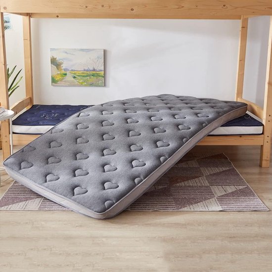 Japanse vloermatras - Futon slaapmat - Comfortabel slapen - 5-laags structuur - 100x200cm - Grijs — afbeelding 5