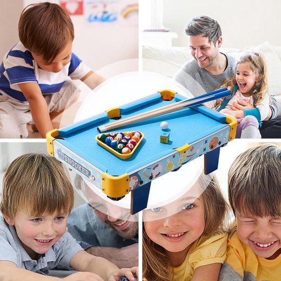 Tafelbiljarttafel - Mini Pooltafel - Interactief Spel - Inklapbaar Ontwerp - 52 x 33 cm - Blauw — afbeelding 2