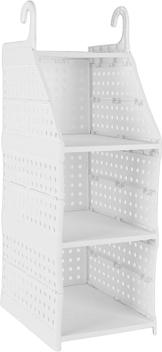 Hangende Organizer - Opbergmand Kast - Kleding Opbergen - Grote Capaciteit - 3 Niveaus - Wit