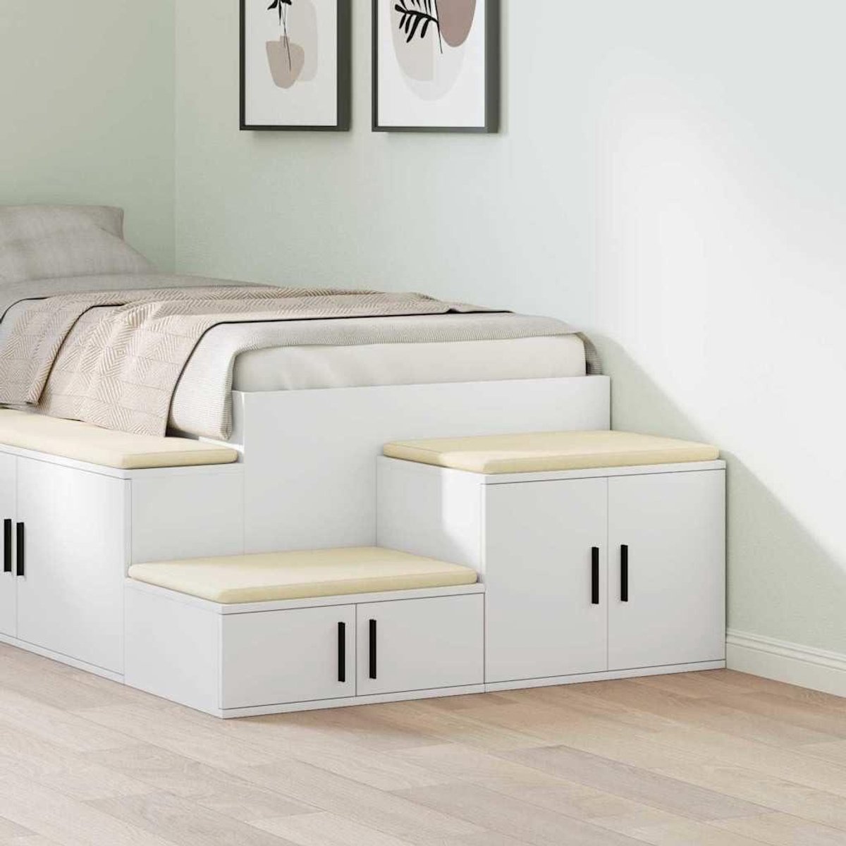 Opbergkast Set - Woonkamer Kast - Ruimte Organiseren - Flexibele Opbergruimte - 118 cm - Wit