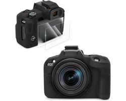 Camera Case Accessoires Kit voor CANON EOS R50 - Inclusief 2 LCD Tempered Films, Zachte Siliconen Beschermhoes, Verbeterde Grip en Lichtgewicht Ontwerp - Zwart