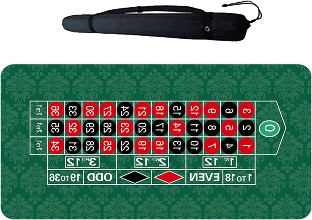 Roulette Tafelkleed - Casino Mat - Gaming Avond - Ruimtebesparend Ontwerp - 180x90cm - Groen