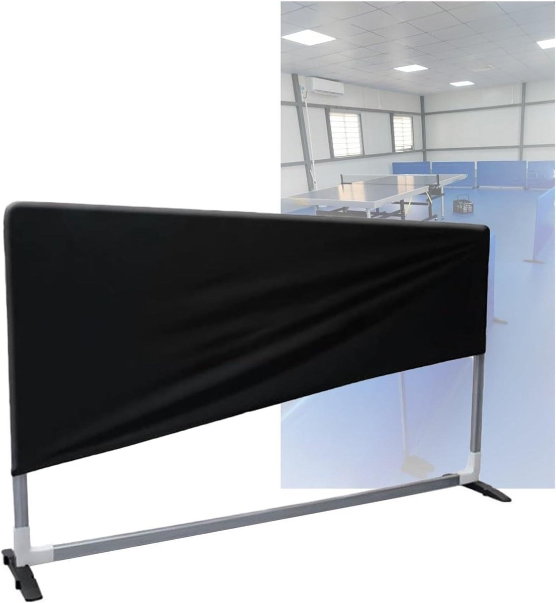 Tafeltennis barrière - Bal afscheiding - Spel verbetering - Flexibele panelen - 140 x 72 cm - Zwart