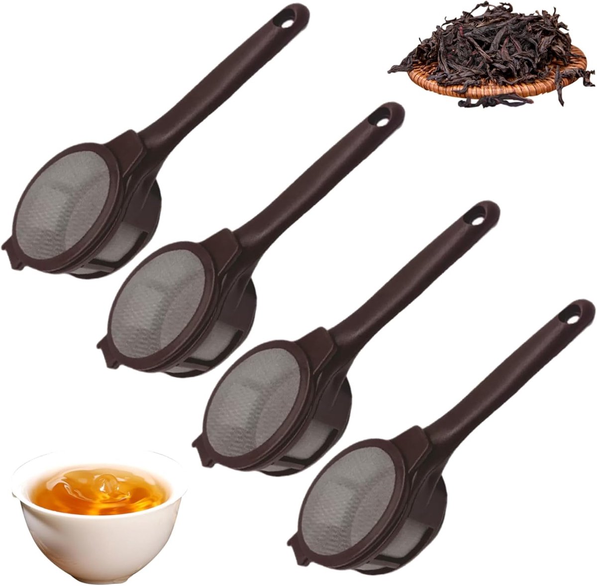 4 STKS Koffie Infuser Herbruikbare Fine Mesh Thee-ei met Gemakkelijk Swivel Top en Handvat voor Losse Thee/Koffie/Kruiden/Spice