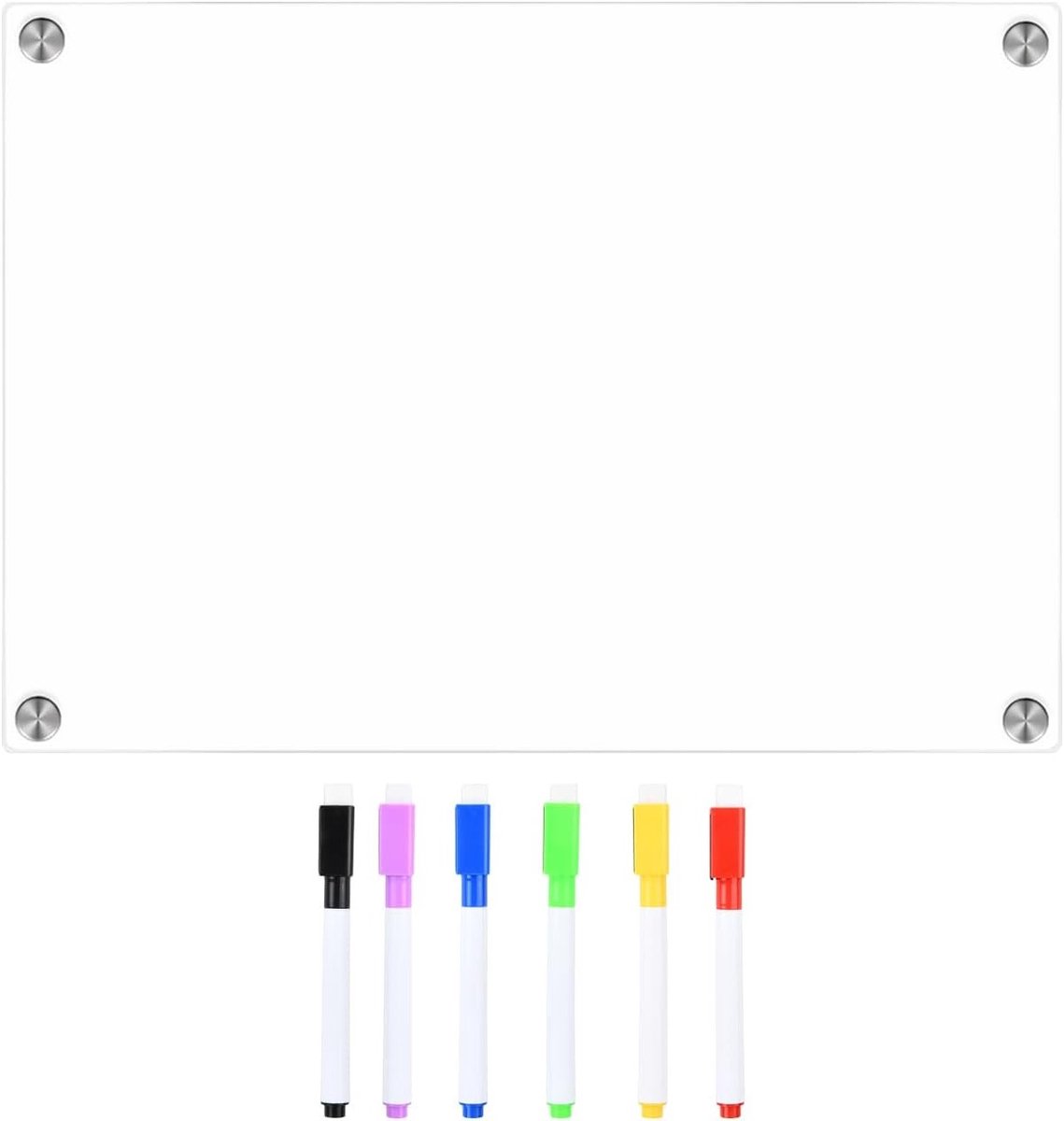 Weekly Planner A4, Wasbare Magnetische Planner voor de Koelkast, Transparant met 6 Kleurmarkers, 30 x 20 cm, Organiseer je Week Efficiënt en Creatief