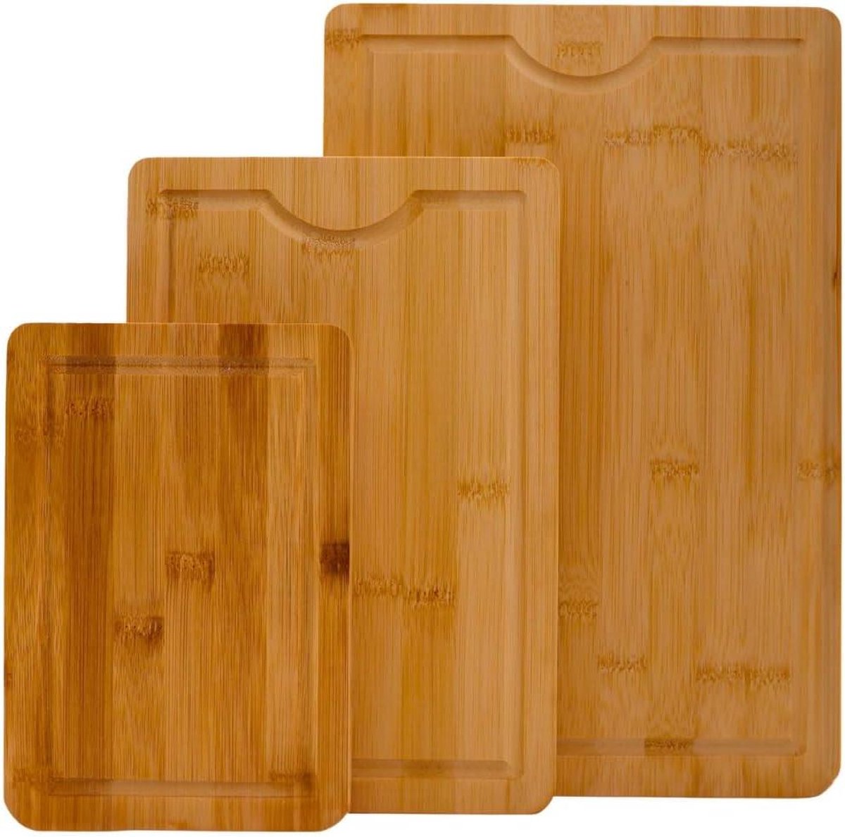 Snijplank Set - Keukenplanken Bamboe - Maaltijden Bereiden - Vaatwasserbestendig - 3 Stuks - Natuurlijk Hout
