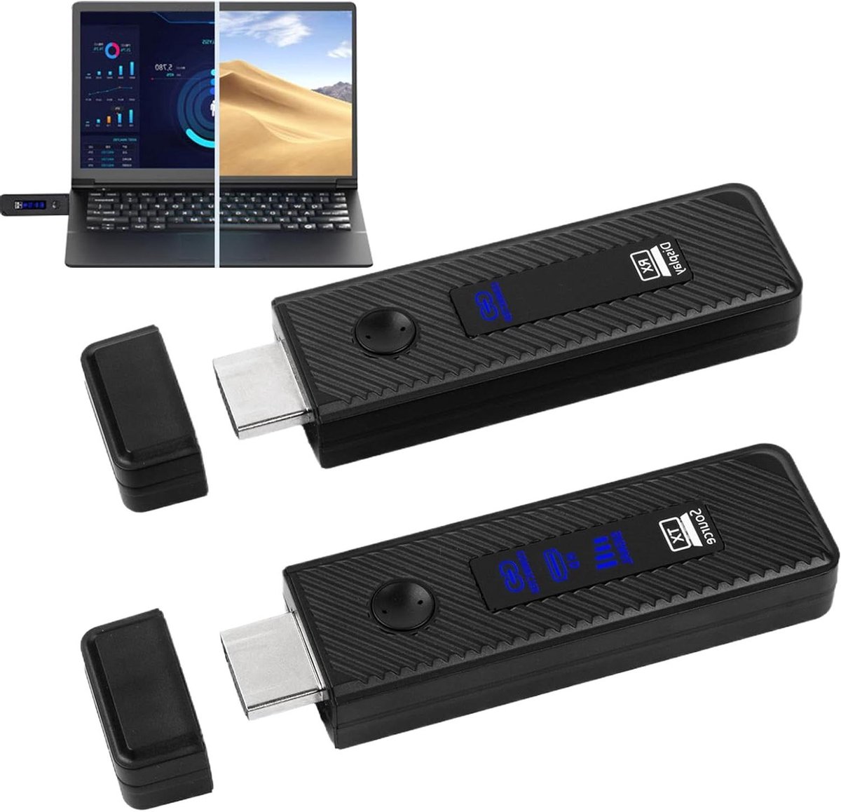 Video Transfer Device - Draadloze Streamer - Scherm Delen - 50 Meter Bereik - 1080P HD - Zwart