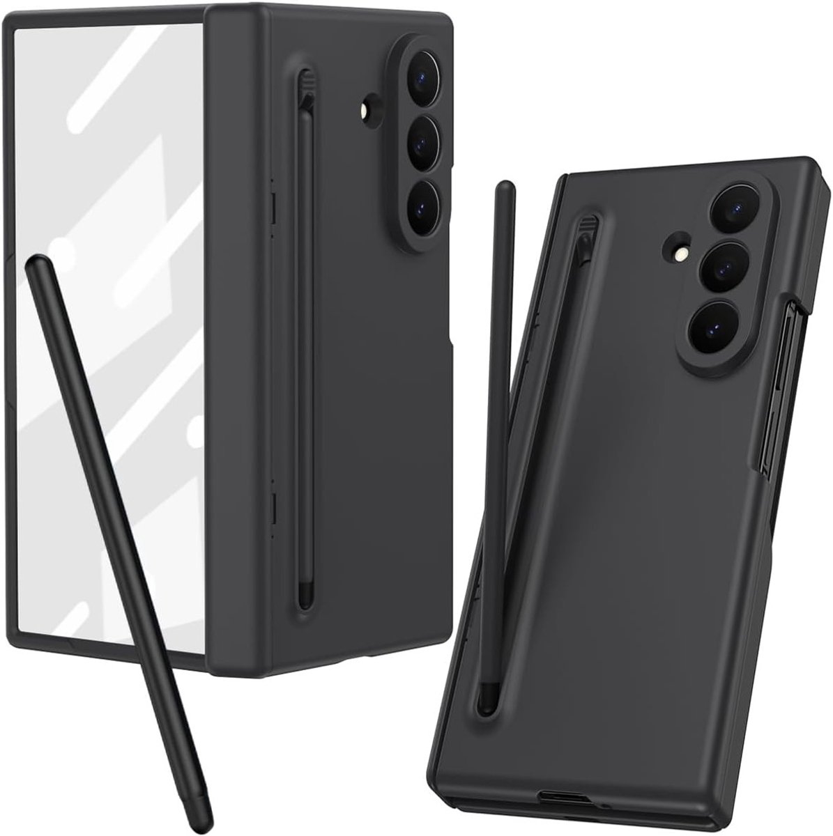 Volledige Bescherming Case voor Galaxy Z TriFold met Ingebouwde Schermbeschermer en Hinge Bescherming, Inclusief Pen en Houder - Zwart