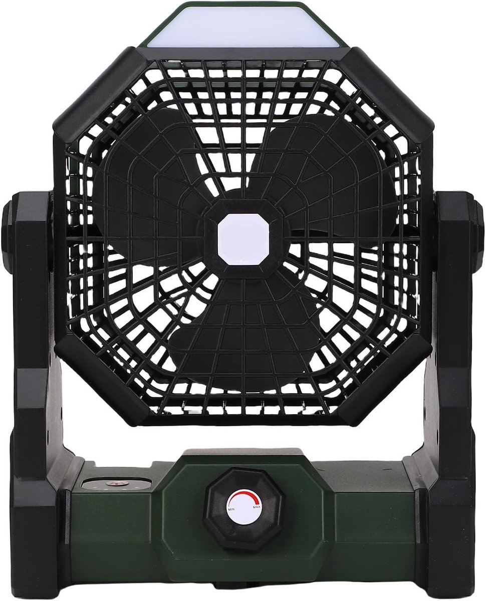 Draagbare Campingventilator - Oplaadbare Ventilator - Buiten Ontspannen - Met LED Verlichting - 26D x 22B x 21H cm - Wit