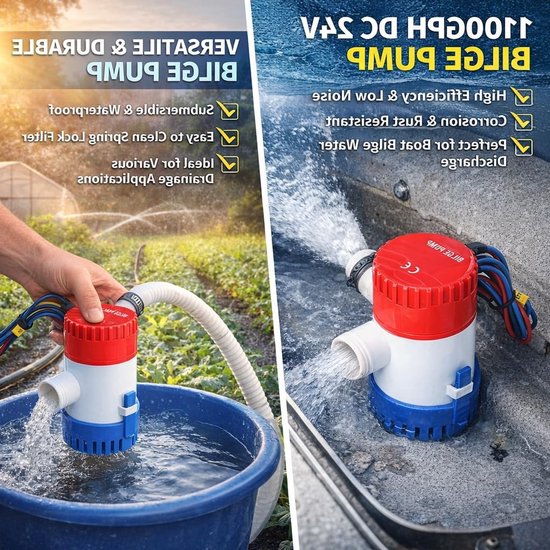 12V 24V Bilge Pump 1100 GPH - Stille, Duurzame en Efficiënte Onderwaterpomp voor Diverse Toepassingen — afbeelding 2