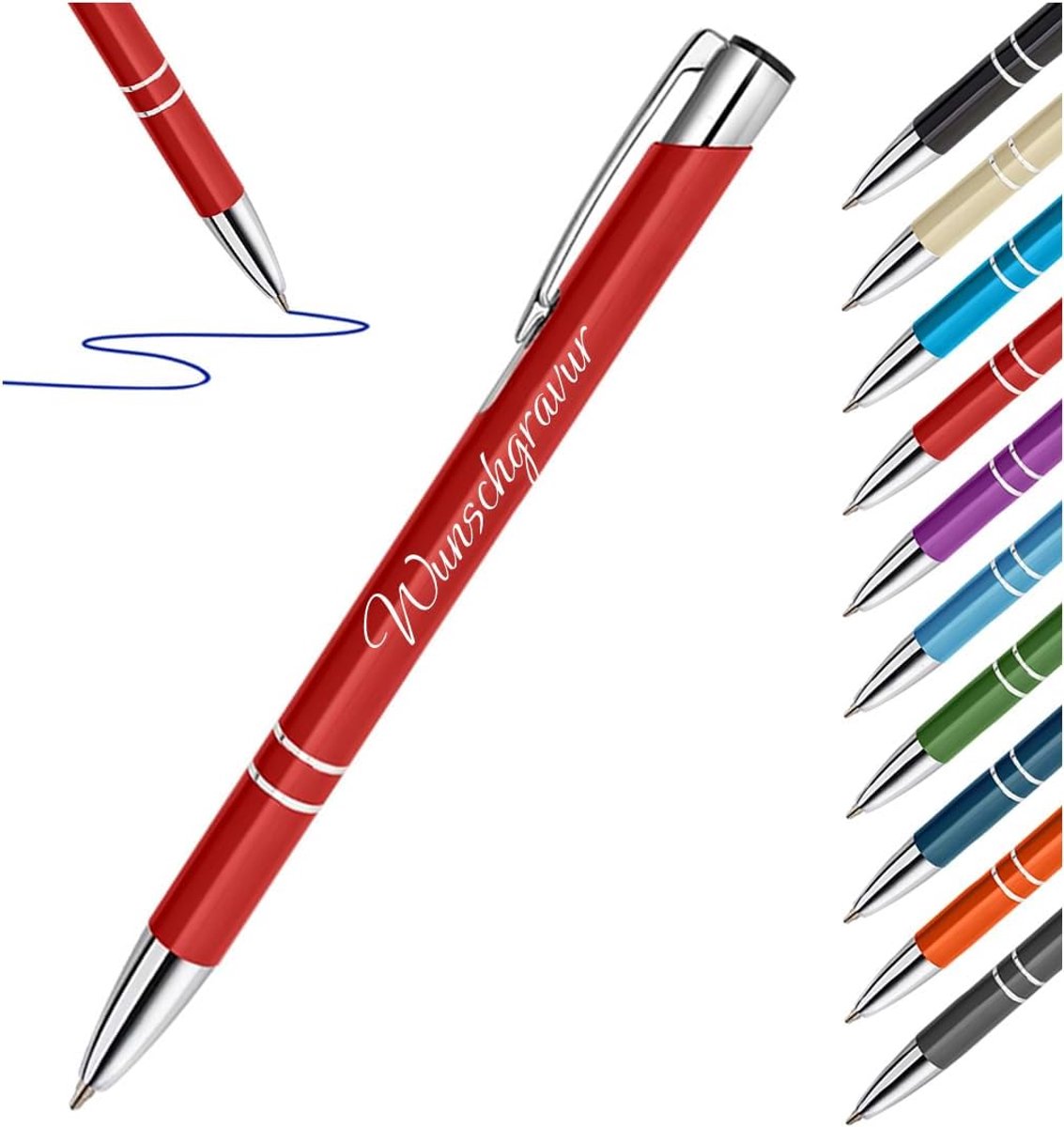 Metalen Balpen - Schrijfstiften - Relatiegeschenken - Gravure naar wens - 13.7 cm - Rood