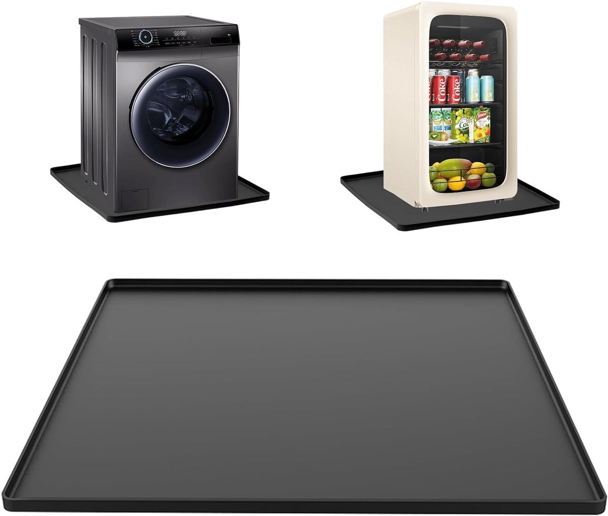 Wasmachinebak - Vloerbescherming - Apparaat Onderlegger - Waterdicht Ontwerp - 60x60cm - Zwart