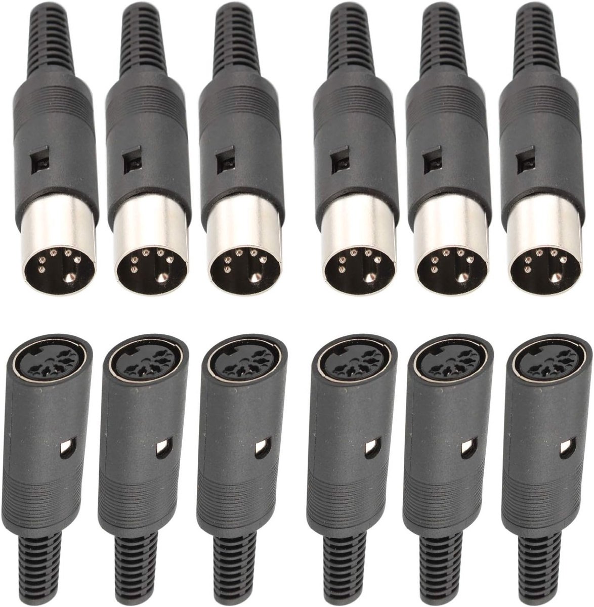 Pack van 12 5 Pin DIN Plug en Socket, Soldeerconnector voor Paneelmontage, Audio- en AV-kabelverbinding, Luidsprekeraccessoires (Zwart)