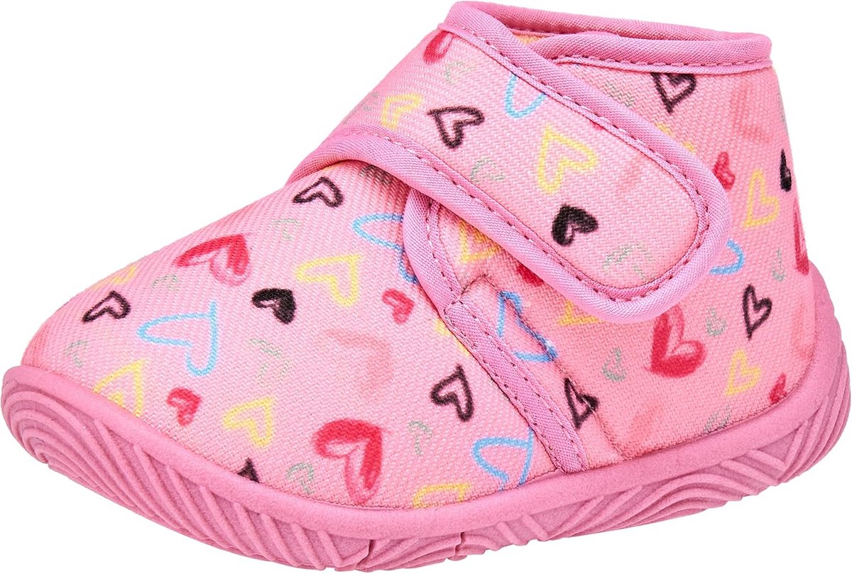 Meisjes Pantoffels - Badkamer Slippers - Binnen en Buiten - Licht en Flexibel - Warmroze Hartjes