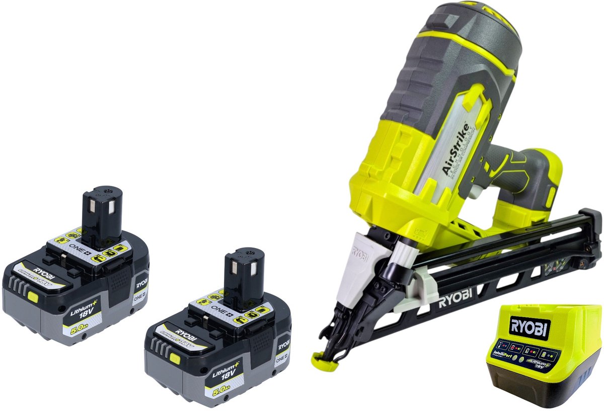 RYOBI R15GN18-0 accu-spijkermachine 18 V 24 - 64 mm + 2x accu 5,0 Ah + oplader
