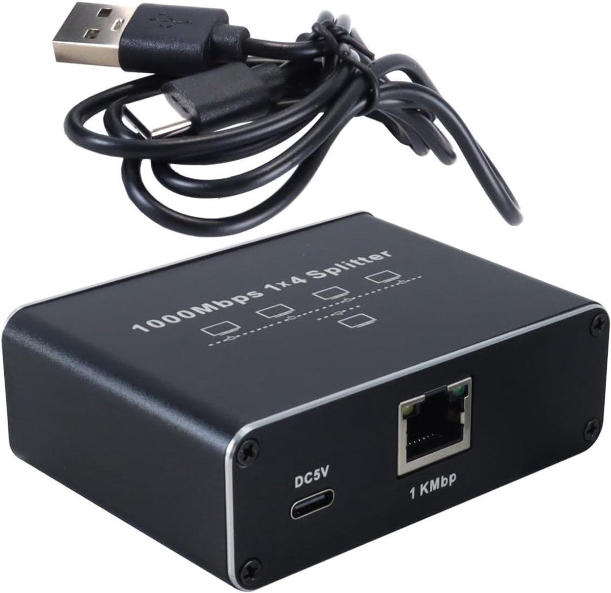 Netwerk Switch - Ethernet Splitter - Internet Verdelen - 1000 Mbps Snelheid - 4 Poorten - Zwart