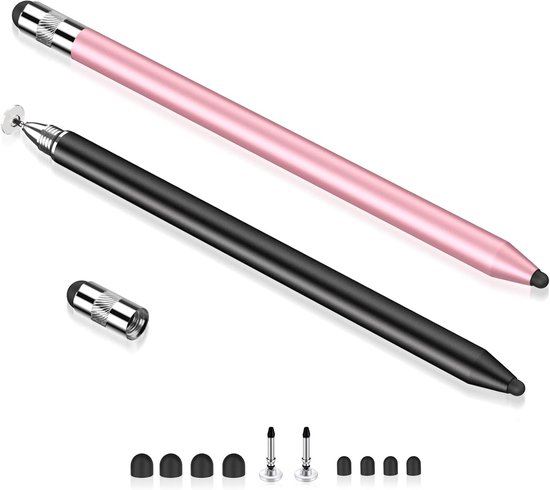 Daity 3-in-1 Touchscreen-stylus - Zeer gevoelige en uiterst precieze capacitieve stylus, compatibel met Apple iPad, iPhone, diverse tablets, Samsung Galaxy en alle universele touchscreen-apparaten (2-pack - Zwart/Roségoud) van daity — afbeelding 5