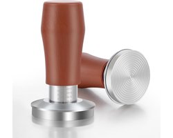 Espressostamper Roestvrij Staal - Koffiedrukker Barista - Consistente Extractie - Dubbel Veermechanisme - 54 mm Basis - Bruin