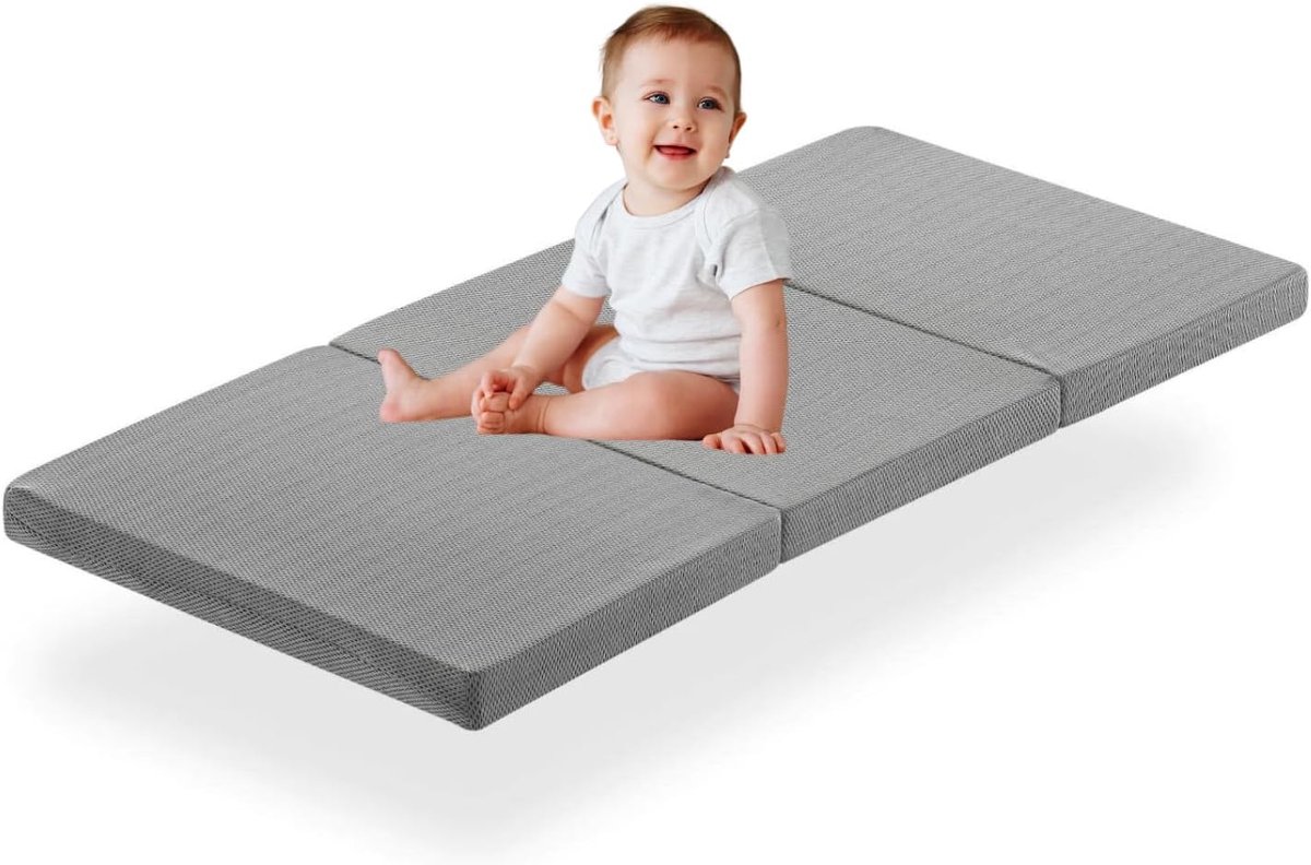 Reisbedmatras - Baby matras - Comfortabel slapen - Opvouwbaar en draagbaar - 120 x 60 cm