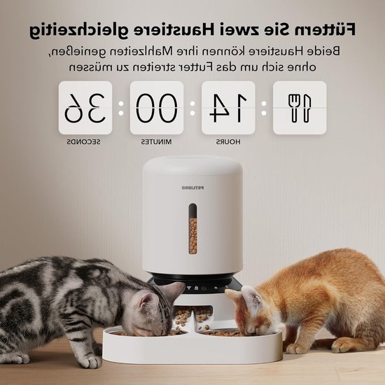 Automatische Voederdispenser voor 2 Katten en Honden met App, 5G WiFi, Lage Voedsel Sensor, 1-10 Maaltijden per Dag, Ideaal voor Huisdieren — afbeelding 5