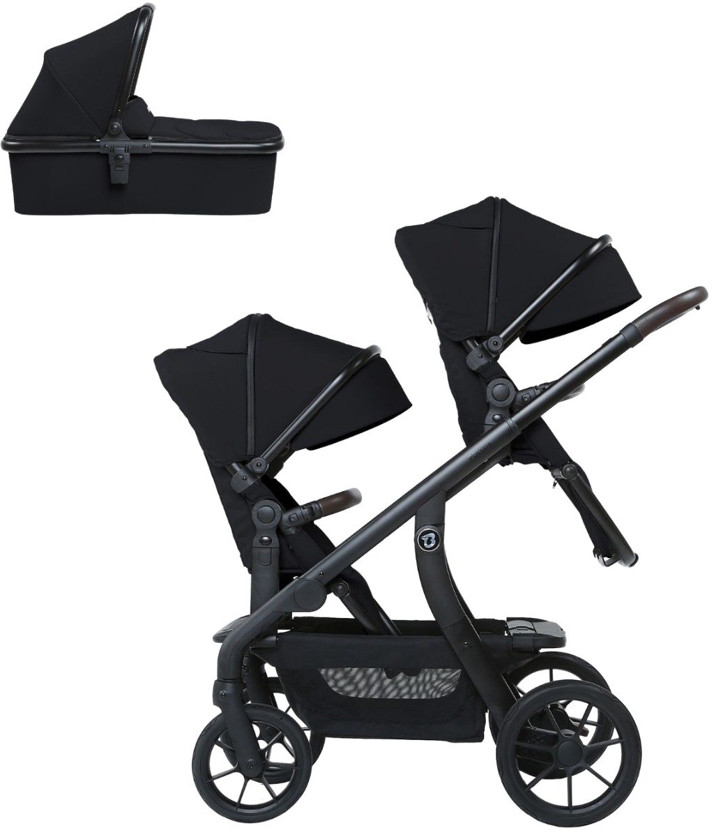 Titaniumbaby Solid Pollux Lush Black Tandem Duowagen met Reiswieg