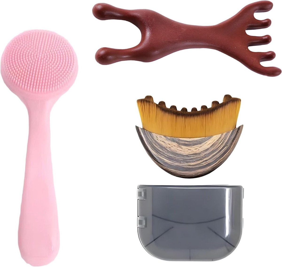 Set van 3 Borstels voor Lymfedrainage, Gezichtsborstel voor Contour en Kaaklijn, Massagekam voor Effectieve Lymfedrainage en Ergonomisch Ontwerp voor Zachte Massage