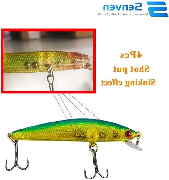 Kunstmatige Minnow Vislures - Set van 8 Stuks, Ecologisch Zacht Plastic, Rvs Haak, 102x18mm, 8g, Ideaal voor Zoet- en Zoutwater Visserij — afbeelding 2