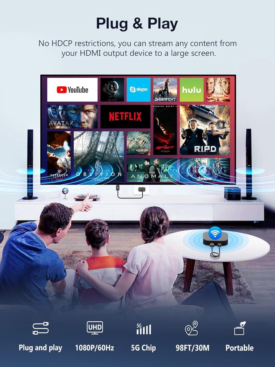 Draadloze HDMI Zender - Streamer Kit - Presenteren Vergaderen - Plug and Play - 50 Meter Bereik