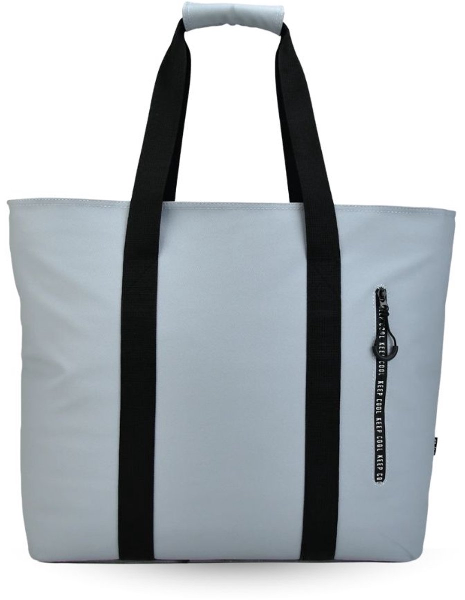 Grote Strandshopper Lichtblauw - Shopper met Koelvak - Strandtas - Boodschappentas - Koeltas