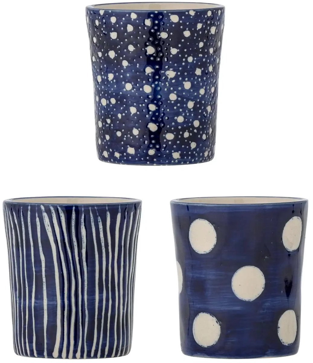Mok aardewerk blauw Minoa - set van 3