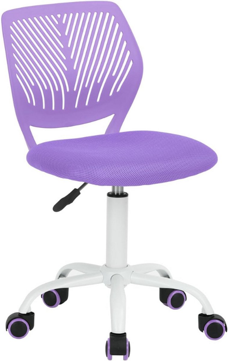 Modern Verstelbaar Design Computerstoel - Bureaustoel Draaibaar Zonder Armleuningen - Kinder Leerstoel - Thuis Kantoor - Taakstoel - Paars - Kunststof - 38.5Cm X 40Cm X 75-87Cm