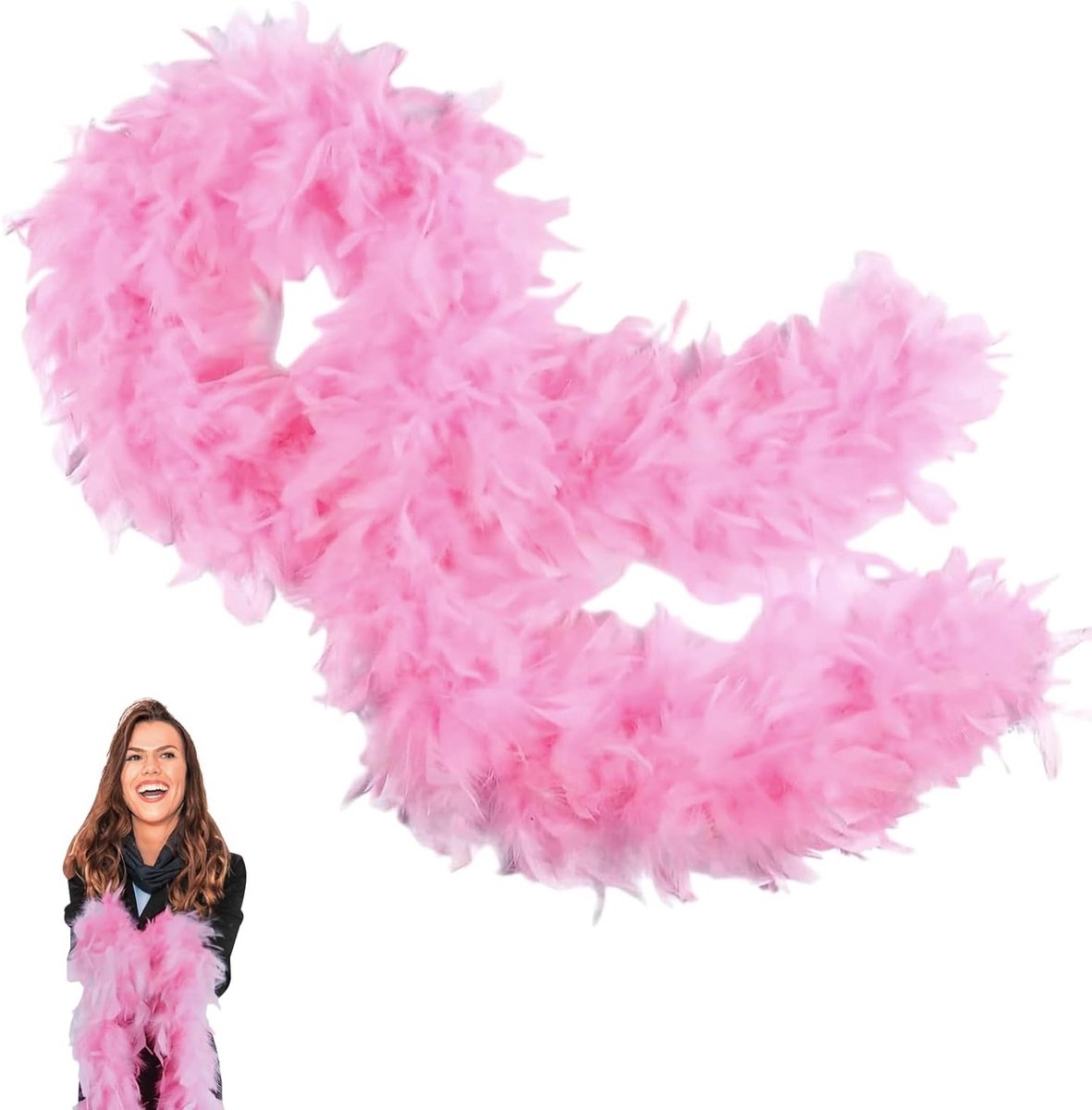Roze Veerboa voor Dames - Fluffy Sjaal van Natuurlijke Turkse Veren, Perfect voor Feestjes, Bruiloften en Halloween Decoratie