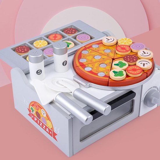 Houten Pizzaset - Speel Oven - Rollenspel Keuken - Educatief Speelgoed - 26 x 22.5 x 12 cm — afbeelding 3